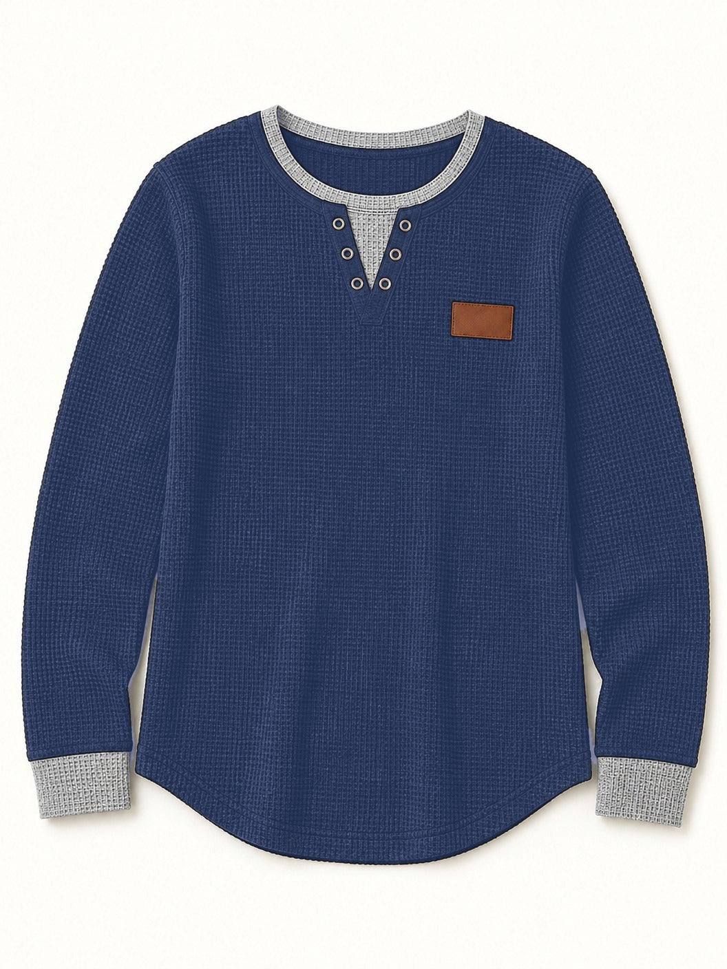 Cotton Waffle Henley Top