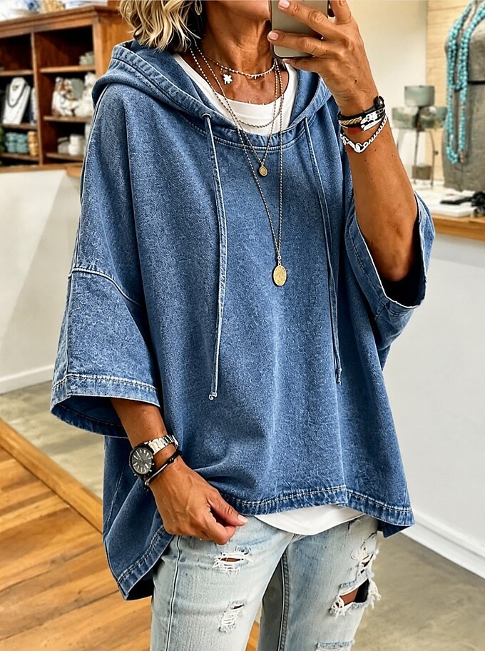Washed 100% Cotton Hooded Sweatshirt