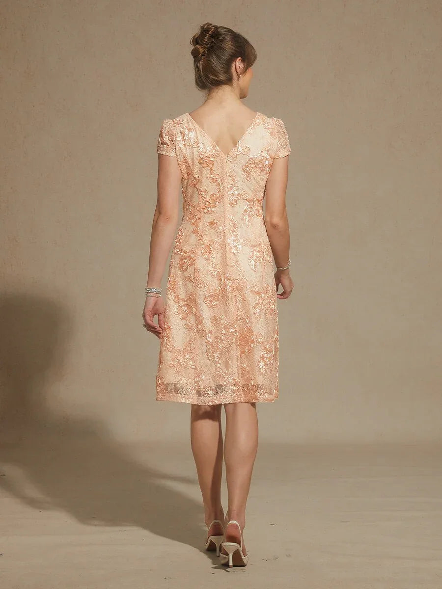 Rosette Lace Boat Neck A Line Dress