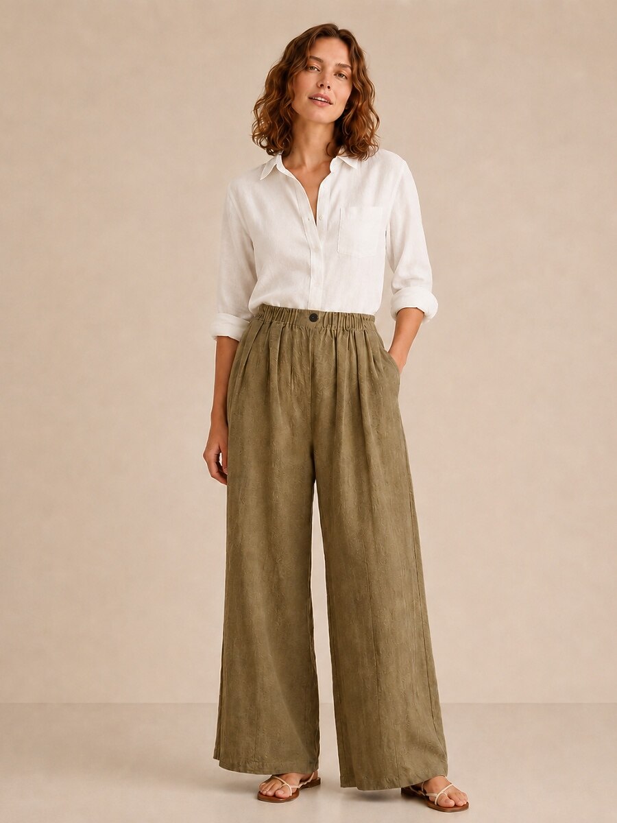 Premium Linen Wide-Leg Pants