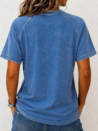 100% Cotton Washed Henley Tee