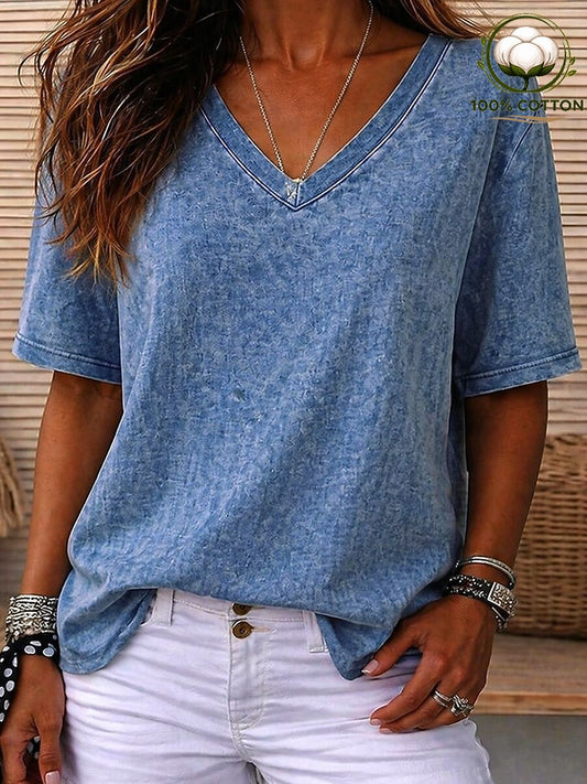 Women's 100% Cotton V Neck Tee