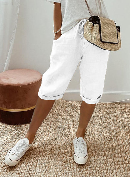 Women's Cotton Linen Capri Pants