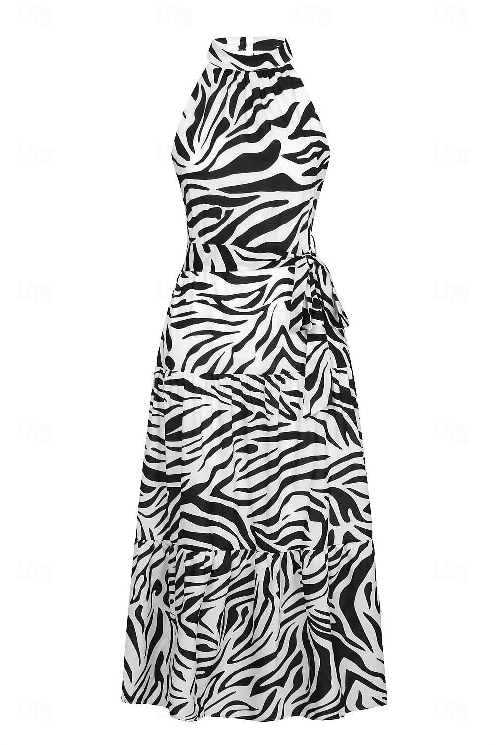 Gestuftes Maxikleid mit Zebramuster