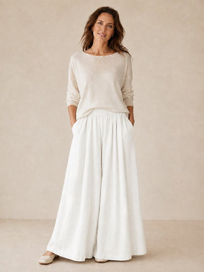 Women's Linen Wide-Leg Resort Pants