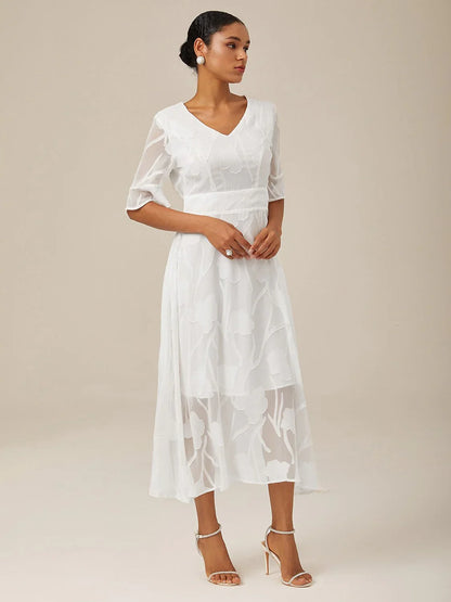 Ruffle Flutter Lace Maxi Dress