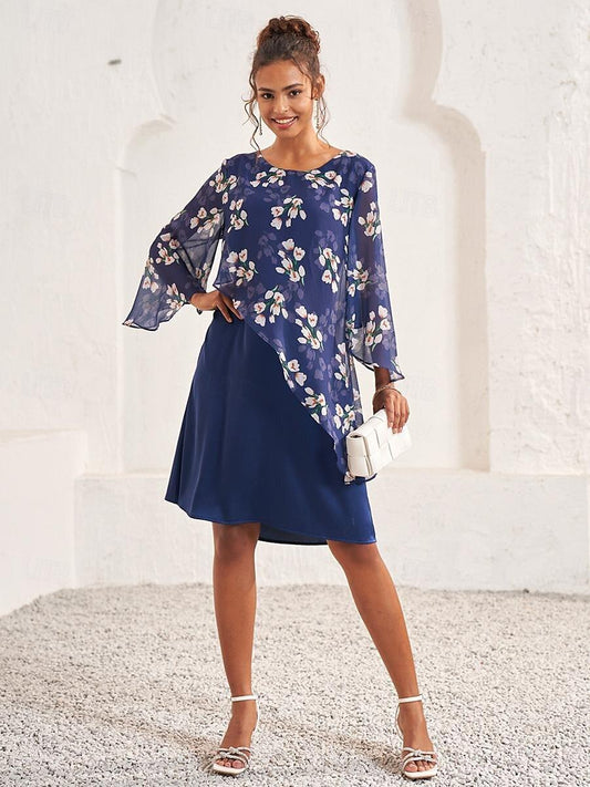 Floral Patchwork Chiffon Dress