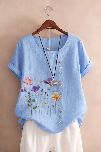 100% Cotton Blouse Floral Graphic Stylish