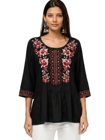 Embroidered 100% Cotton Tunic Shirt