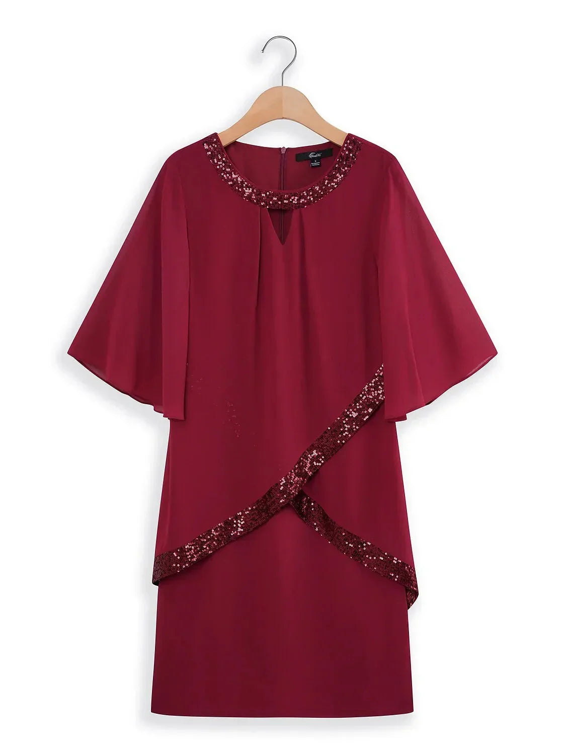 Classic Wine Red Chiffon Dress