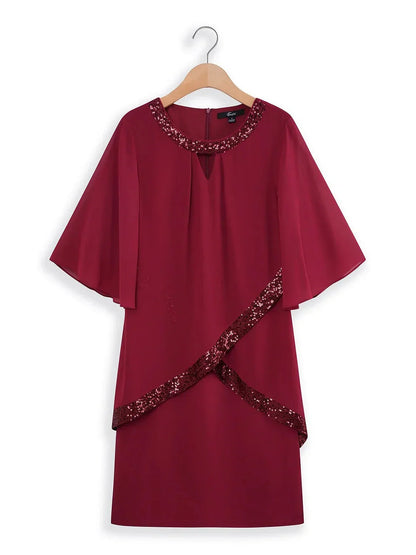 Classic Wine Red Chiffon Dress