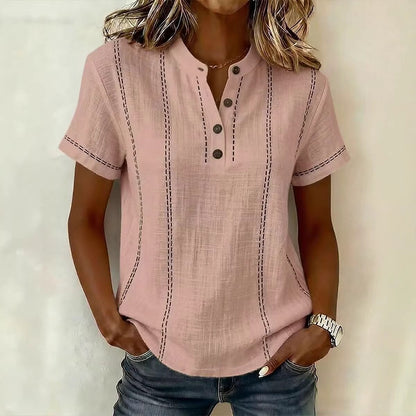 Striped Linen V-Neck Top