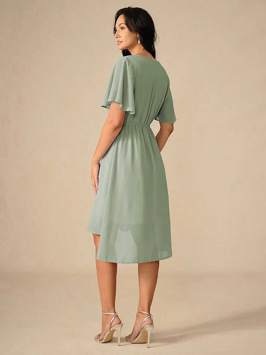 Elegant Pastel Pink A-Line Chiffon Dress