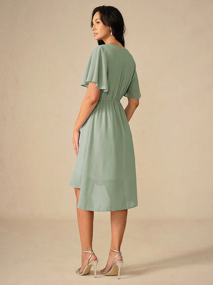 Elegant Pastel Pink A-Line Chiffon Dress