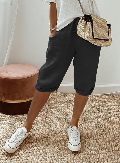 Women's Cotton Linen Capri Pants