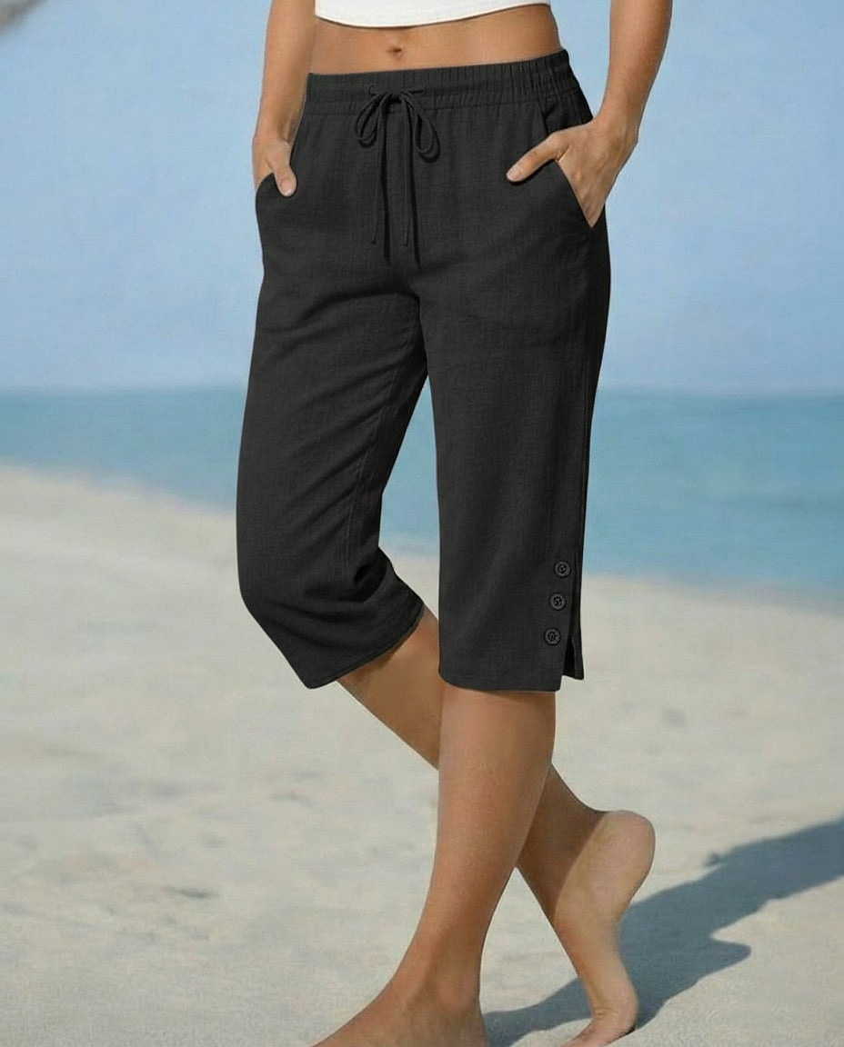 Women's Cotton Linen Capri Pants