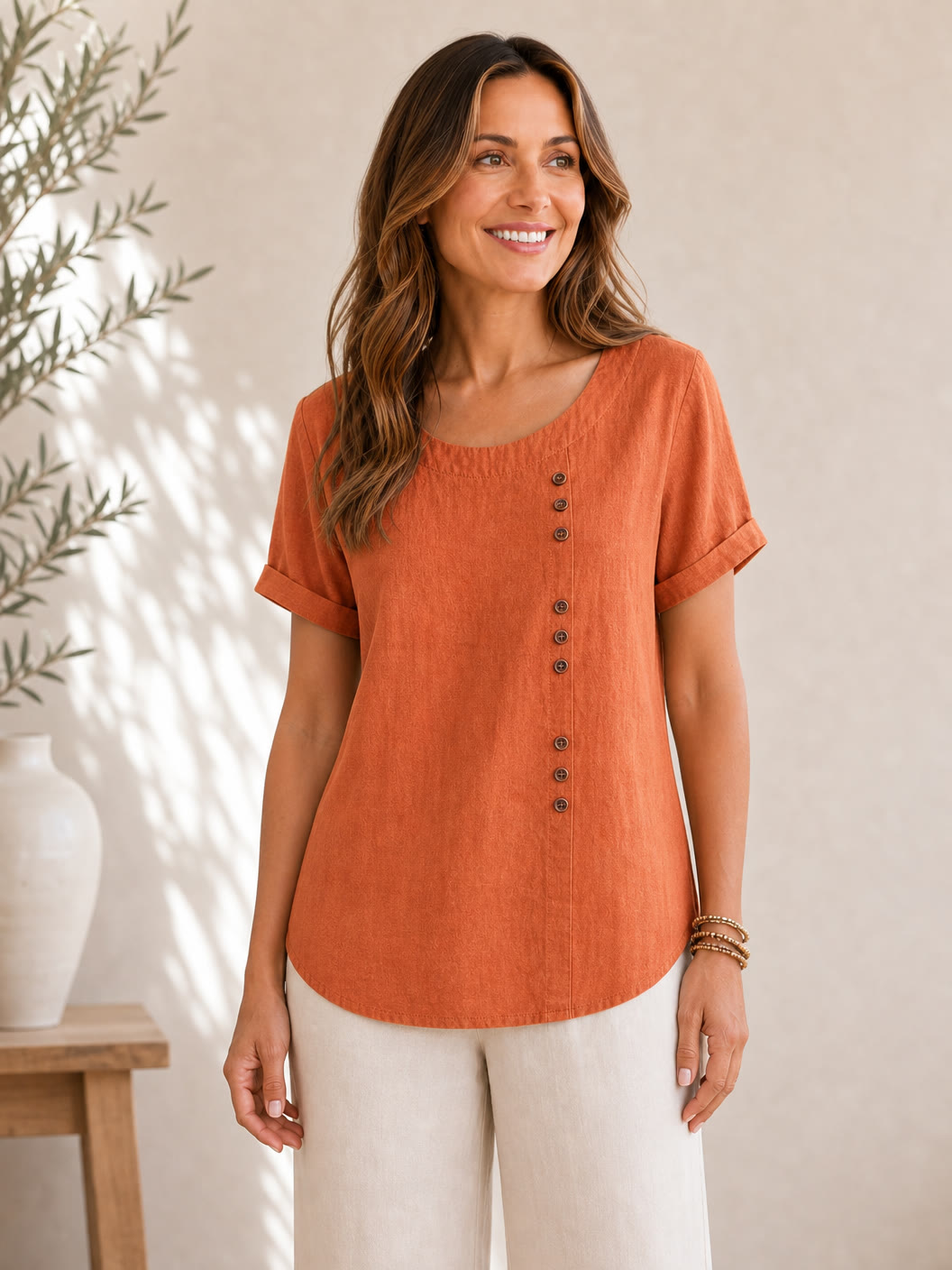 Soft Button 100% Cotton Blouse