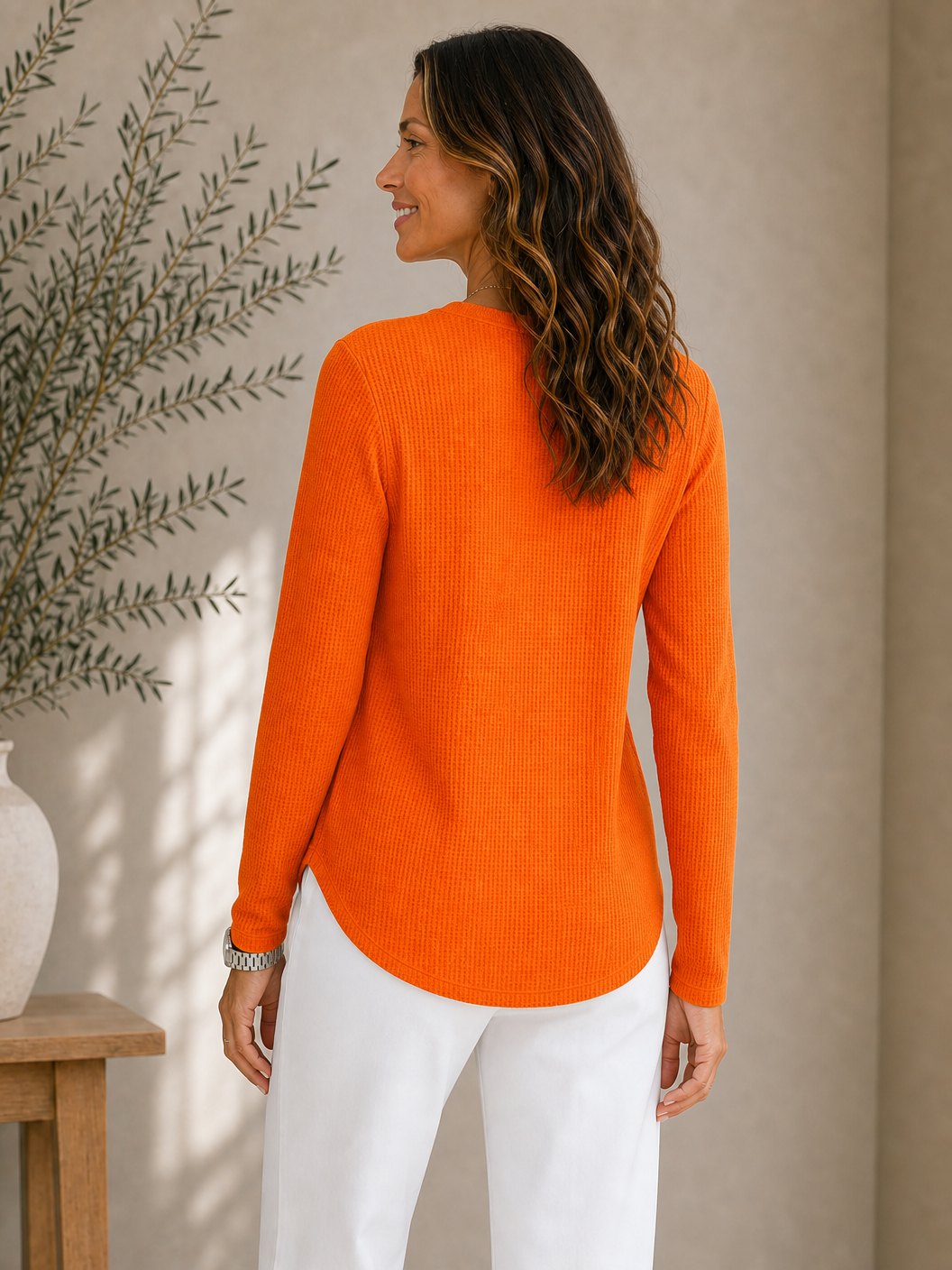 Waffle Cotton Crew Neck Shirt