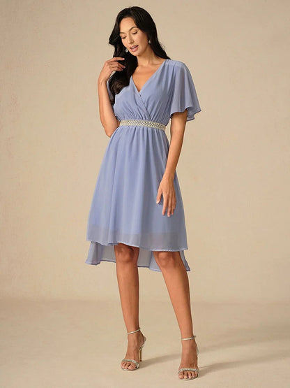 Elegant Pastel Pink A-Line Chiffon Dress