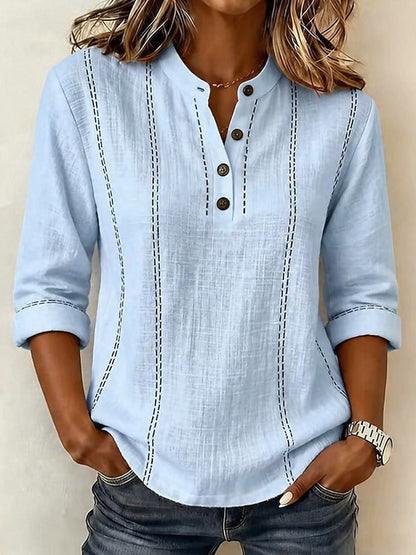 Cotton Linen Stand Shirt