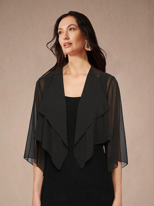 Chiffon Asymmetrical Crop Cover Up