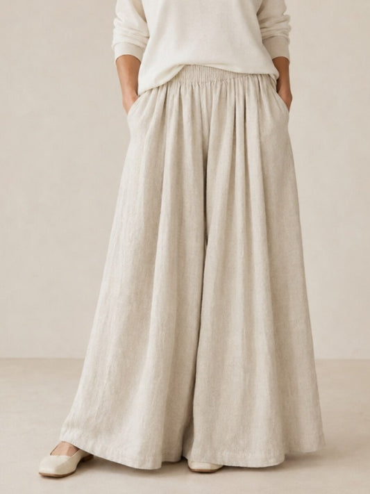 Women's Linen Wide-Leg Resort Pants