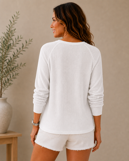Cotton Waffle Henley Shirt