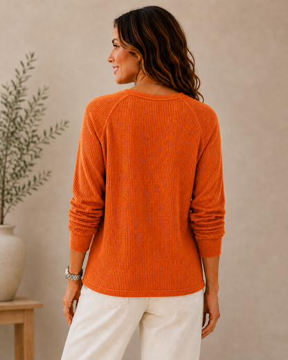 Women's Cotton Waffle Henley Shirt