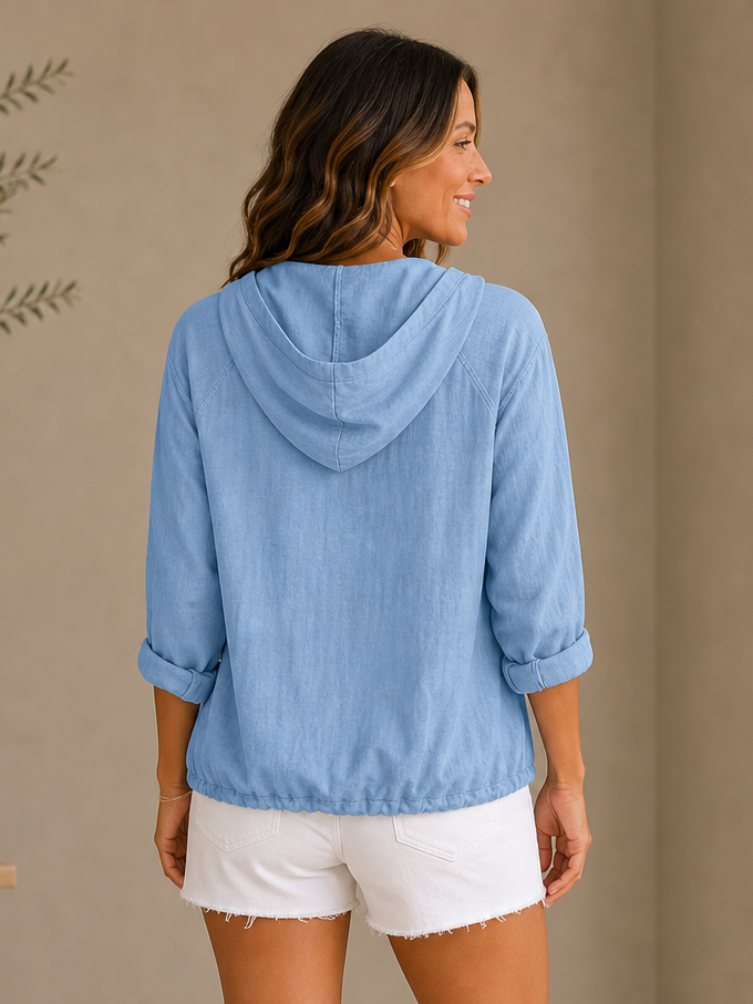 100% Cotton Hooded Drawstring Shirt