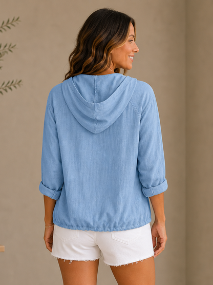 100% Cotton Hooded Drawstring Shirt
