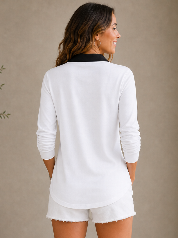 95% Cotton Blend Patchwork Polo Shirts