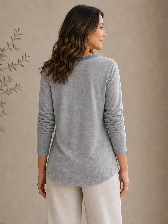 100% Cotton Henley Long Sleeve Shirt