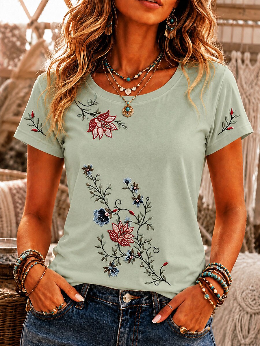 Floral Plant 100% Cotton Tee