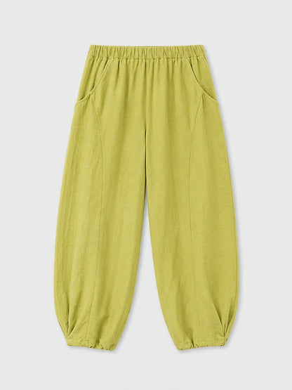 Premium Linen Elastic-Waist Balloon Pants