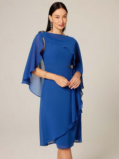 Robe en mousseline à volants et col bateau
