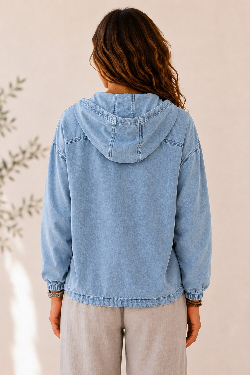 Women's Vintage Washed Denim Hoodie