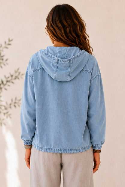 Women's Vintage Washed Denim Hoodie