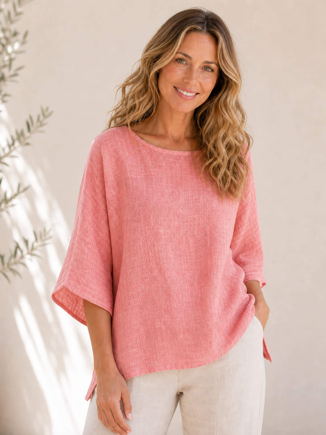 Crew Neck 100% Cotton Blouse