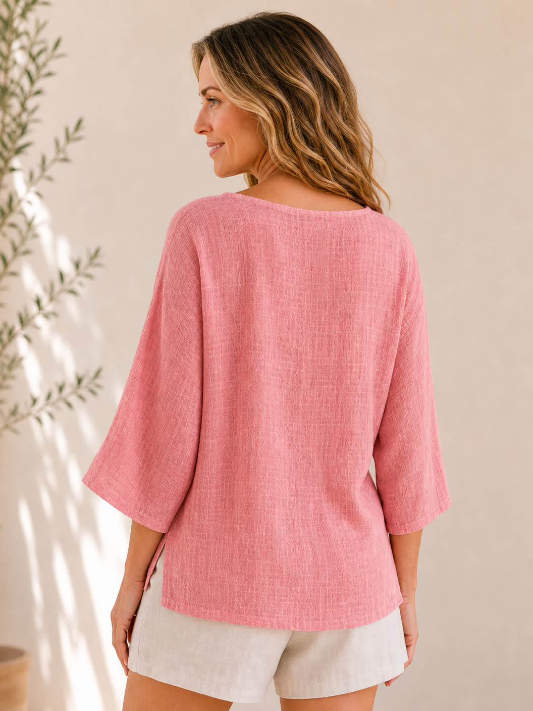 Crew Neck 100% Cotton Blouse