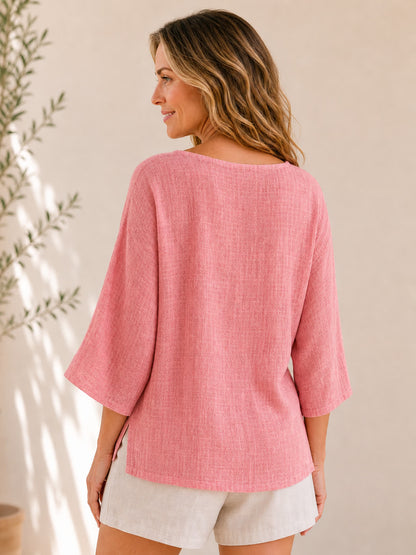 Crew Neck 100% Cotton Blouse