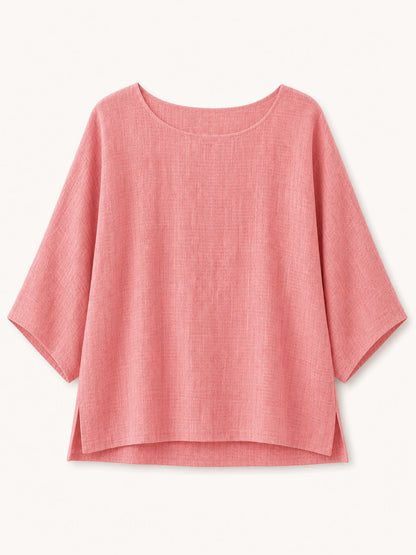 Crew Neck 100% Cotton Blouse