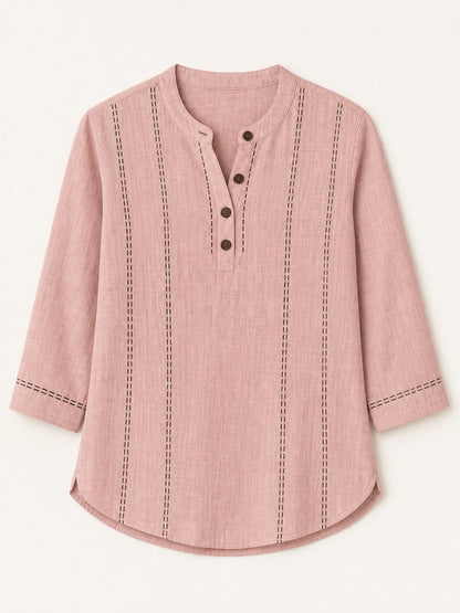 Cotton Linen Stand Shirt
