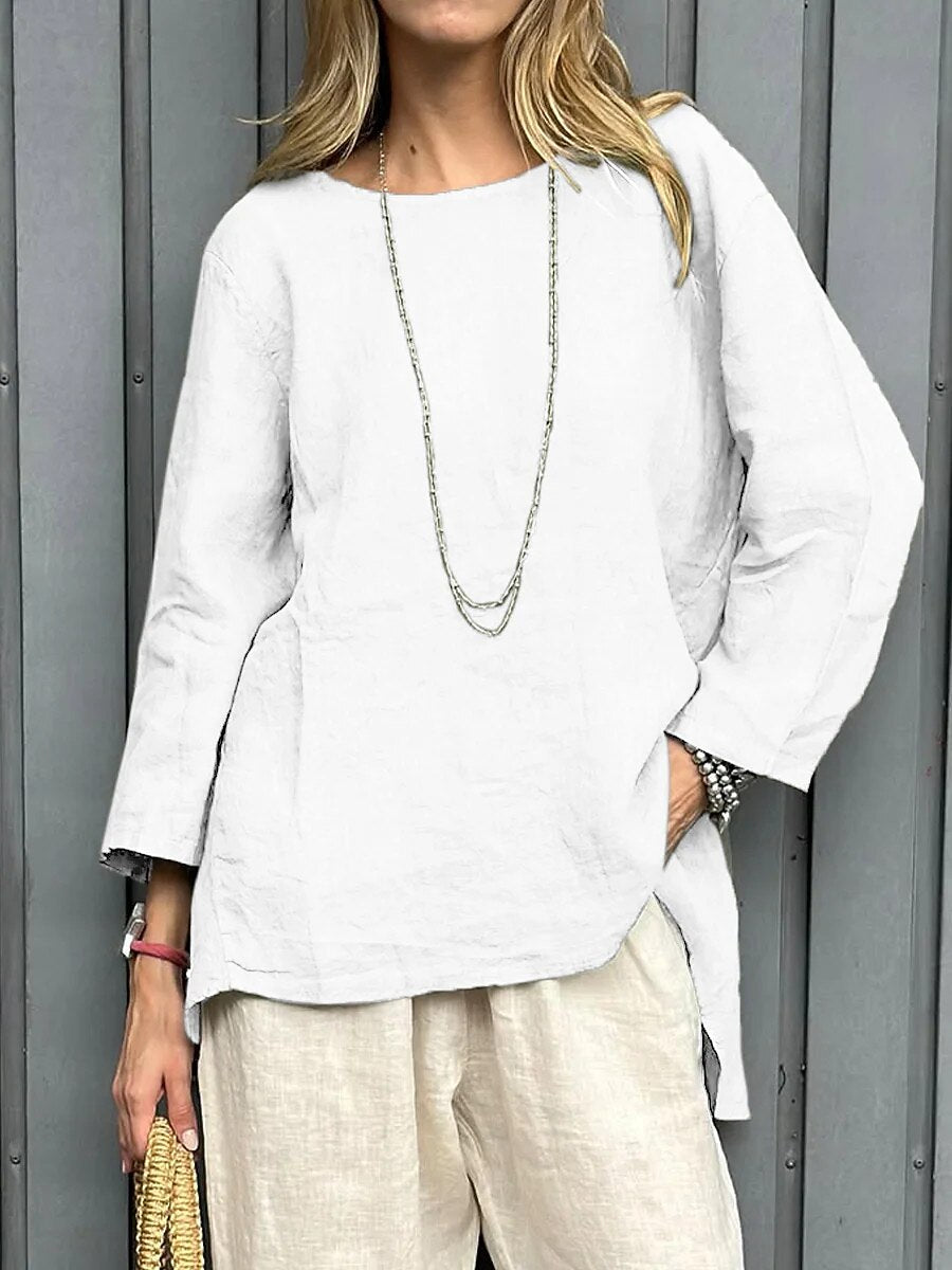 Women's Crew Neck 100% Cotton Blouse