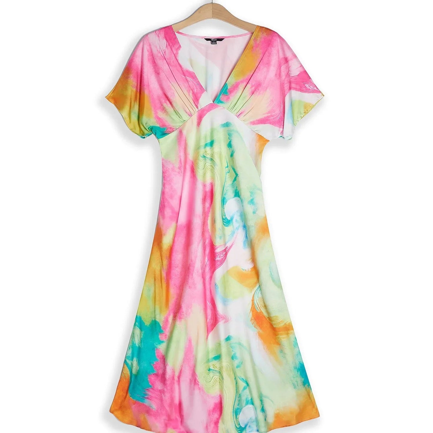 Satin Tie Dye Marble Print Maxi Dress