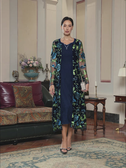 Long Floral Embroidered Lace Jacket