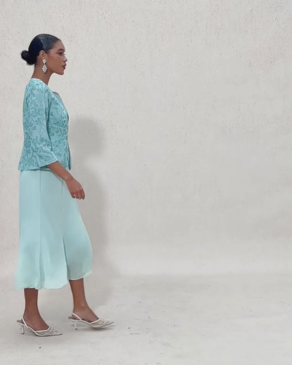 Knit Floral Embellished Jacket Dress