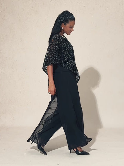 閃耀亮片蕾絲披肩上衣