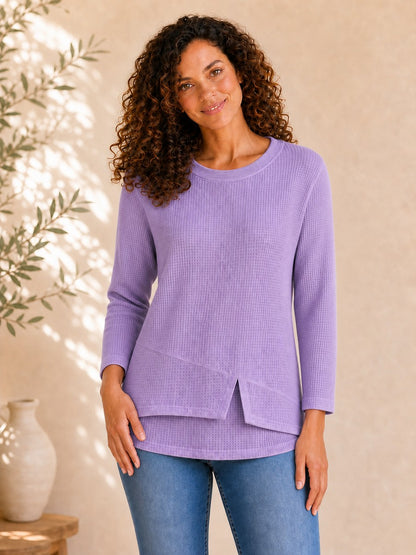 Cotton Waffle Patchwork Top