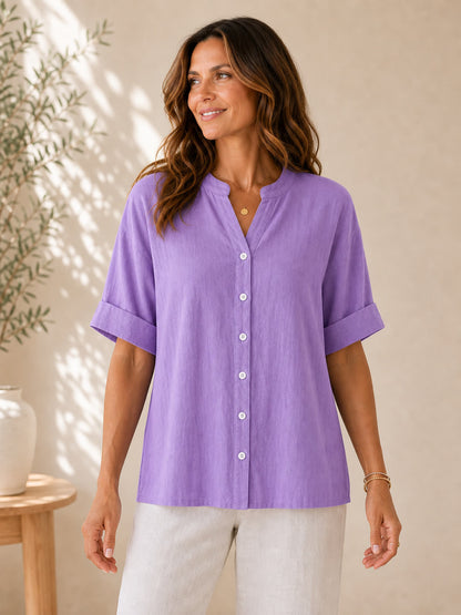 V Neck 100% Cotton Blouse
