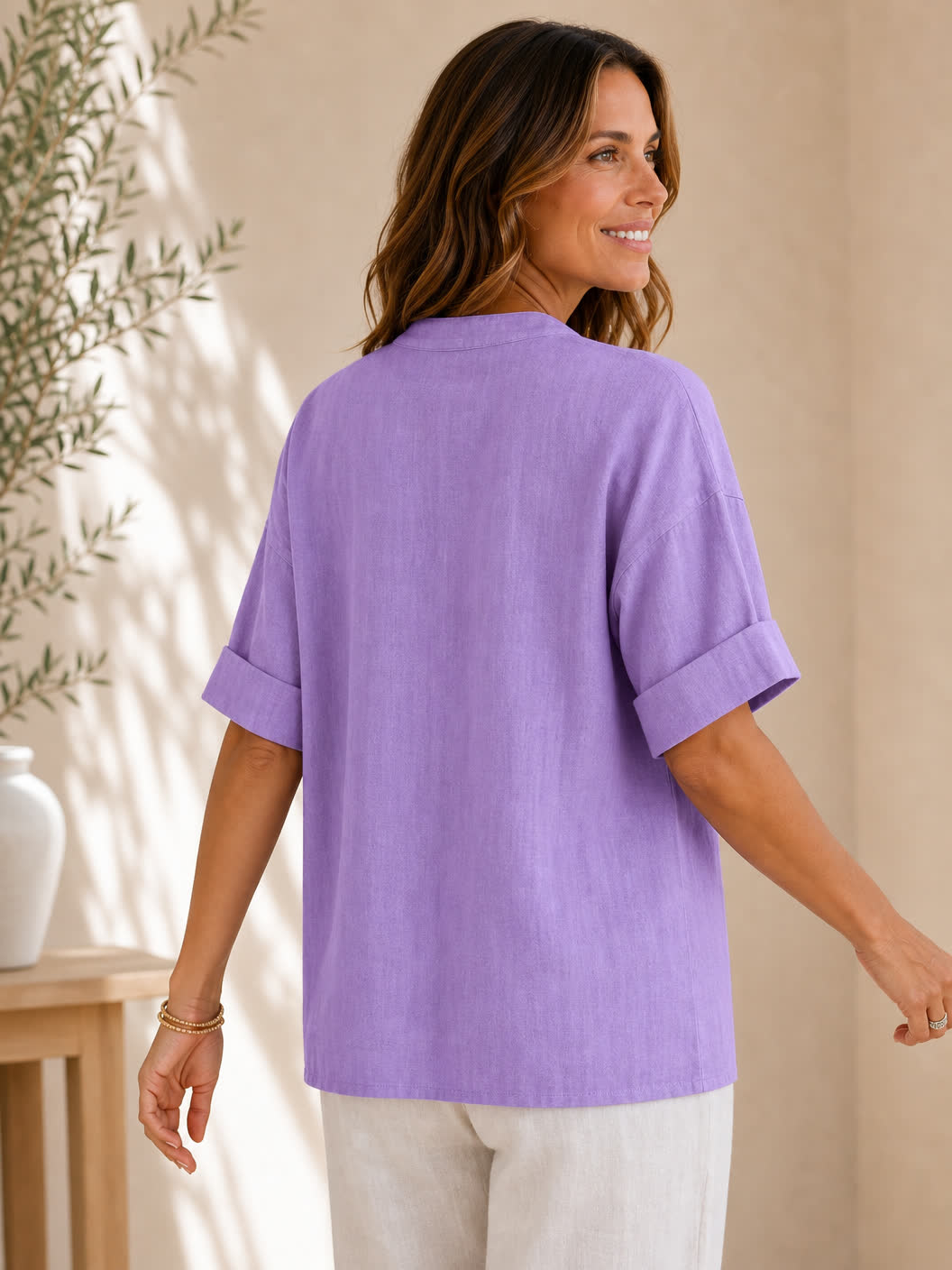 V Neck 100% Cotton Blouse
